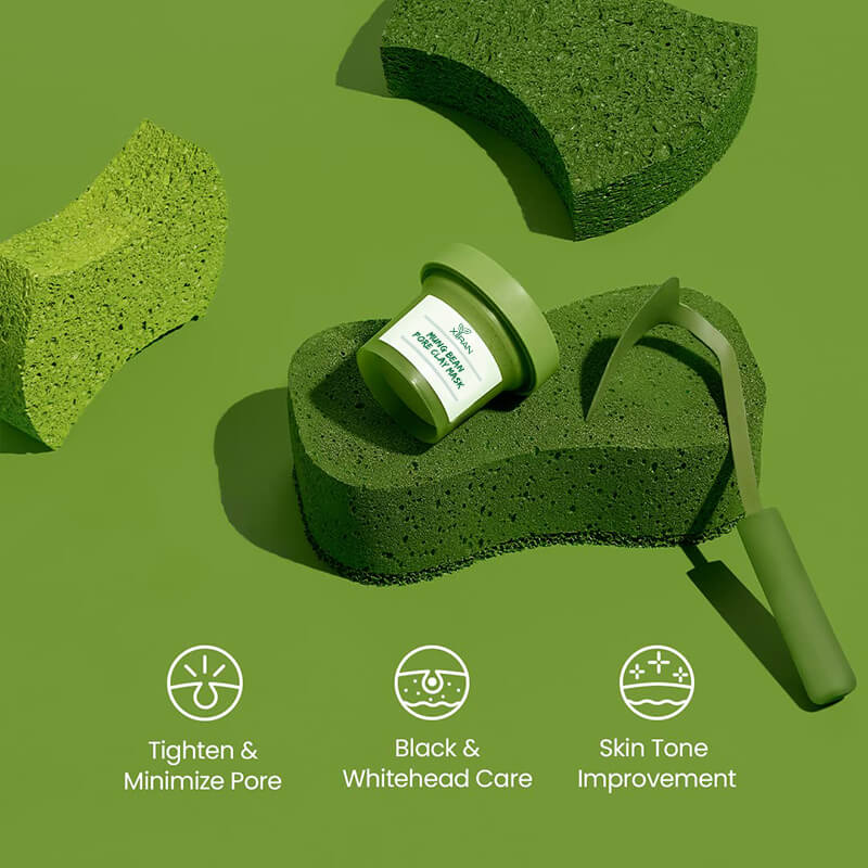 private label organic detoxifying brightening mung bean pore clay mask